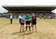 1 July 2018; Referee Stephen McNulty with team captains Sinéad Aherne of Dublin and Lauren Lee Walsh of Westmeath during the TG4 Leinster Ladies Senior Football Final match between Dublin and Westmeath at Netwatch Cullen Park in Carlow. Photo by Piaras Ó Mídheach/Sportsfile