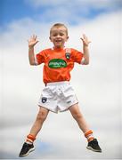 7 July 2018; Armagh supporter Tomás Grimley, age 5, from Madden, Co. Armagh ahead of the GAA Football All-Ireland Senior Championship Round 4 match between Roscommon and Armagh at O’Moore Park in Portlaoise, Co. Laois. Photo by Eóin Noonan/Sportsfile