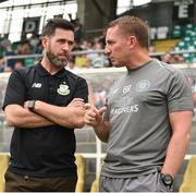 7 July 2018; Celtic manager Brendan Rodgers, right, alongside Shamrock Rovers manager Stephen Bradley prior to the friendly match between Shamrock Rovers and Glasgow Celtic at Tallaght Stadium in Tallaght, Co. Dublin. Photo by David Fitzgerald/Sportsfile