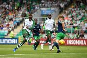 7 July 2018; Moussa Dembele of Glasgow Celtic shoots to score his side's first goal during the friendly match between Shamrock Rovers and Glasgow Celtic at Tallaght Stadium in Tallaght, Co. Dublin.  Photo by David Fitzgerald/Sportsfile