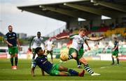 7 July 2018; James Forrest of Celtic in action against Eric Abulu of Shamrock Rovers during the friendly match between Shamrock Rovers and Glasgow Celtic at Tallaght Stadium in Tallaght, Co. Dublin. Photo by David Fitzgerald/Sportsfile