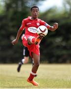 7 July 2018; Aidomo Emakhu of Shelbourne in action during the SSE Airticity National U15 League match between Shelbourne and Finn Harps at the AUL in Clonshaugh, Co. Dublin. Photo by Eoin Smith/Sportsfile