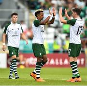 7 July 2018; Scott Sinclair of Celtic is congratulated by team mate Ryan Christie during the friendly match between Shamrock Rovers and Glasgow Celtic at Tallaght Stadium in Tallaght, Co. Dublin. Photo by David Fitzgerald/Sportsfile