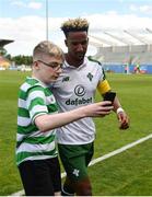 7 July 2018; A young fan takes a selfie with Scott Sinclair of Celtic following the friendly match between Shamrock Rovers and Glasgow Celtic at Tallaght Stadium in Tallaght, Co. Dublin. Photo by David Fitzgerald/Sportsfile