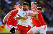 7 July 2018; Tiernan McCann of Tyrone in action against Ruairi Deane of Cork during the GAA Football All-Ireland Senior Championship Round 4 between Cork and Tyrone at O’Moore Park in Portlaoise, Co. Laois. Photo by Brendan Moran/Sportsfile