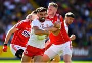7 July 2018; Tiernan McCann of Tyrone in action against Ruairi Deane of Cork during the GAA Football All-Ireland Senior Championship Round 4 between Cork and Tyrone at O’Moore Park in Portlaoise, Co. Laois. Photo by Brendan Moran/Sportsfile