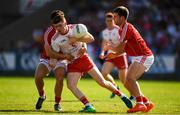 7 July 2018; Cathal McShane of Tyrone in action against Stephen Cronin and Cian Kelly of Cork during the GAA Football All-Ireland Senior Championship Round 4 between Cork and Tyrone at O’Moore Park in Portlaoise, Co. Laois. Photo by Eóin Noonan/Sportsfile