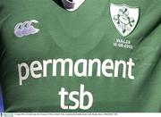 16 August 2003; An Ireland rugby shirt before the Permanent TSB test between Ireland and Wales at Lansdowne Road, Dublin. Photo by Brendan Moran/Sportsfile
