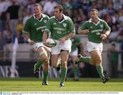 16 August 2003; Geordan Murphy, centre, Malcolm O'Kelly, left, and Kevin Maggs of Ireland, in action during the Permanent TSB test between Ireland and Wales at Lansdowne Road, Dublin. Photo by Brendan Moran/Sportsfile