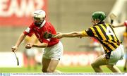 17 August 2003; Kevin Canty of Cork, in action against Peter O'Donovan of Kilkenny during the All-Ireland Minor Hurling Championship Semi-Final between Kilkenny and Cork at Croke Park in Dublin. Photo by Brendan Moran/Sportsfile