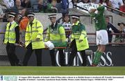 19 August 2003; John O'Shea of Republic of Ireland takes a throw in as Robbie Keane is stretchered off during an International Friendly between Republic of Ireland and Australia at Lansdowne Road, Dublin. Photo by Damien Eagers/Sportsfile