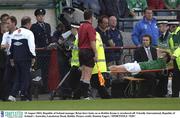 19 August 2003; Republic of Ireland manager Brian Kerr looks on as Robbie Keane is stretchered off during an International Friendly between Republic of Ireland and Australia at Lansdowne Road, Dublin. Photo by Damien Eagers/Sportsfile