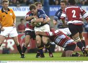 22 August 2003; Gordon D'Arcy of Leinster, in action against Andy Deacon, left, and Paul Johnstone, right, of Gloucester during a Friendly Match between Leinster and Gloucester at Donnybrook stadium in Dublin. Photo by Matt Browne/Sportsfile