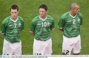 19 August 2003; Steve Finnan, left, Robbie Keane, centre, and Stephen Carr of Republic of Ireland pictured before an International Friendly between Republic of Ireland and Australia at Lansdowne Road, Dublin. Photo by Damien Eagers/Sportsfile