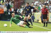 19 August 2003; Stan Lazaridis of Australia is tackled against Gary Doherty of Republic of Ireland during an International Friendly between Republic of Ireland and Australia at Lansdowne Road, Dublin. Photo by Damien Eagers/Sportsfile