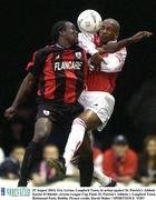 25 August 2003; Eric Levine of Longford Town, in action against Karim El Khebir of St. Patrick's Athletic during the Eircom League Cup Final between St. Patrick's Athletic and Longford Town at Richmond Park, Dublin. Photo by David Maher/Sportsfile