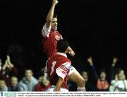 25 August 2003; Dave Freeman of St. Patrick's Athletic, celebrates after scoring his sides first goal during the Eircom League Cup Final between St. Patrick's Athletic and Longford Town at Richmond Park, Dublin. Photo by David Maher/Sportsfile