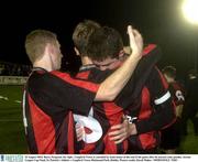 25 August 2003; Barry Ferguson, right, of Longford Town, is consoled by teammates at the end of the game after missing a late penalty during the eircom League Cup Final between St. Patrick's Athletic and Longford Town at Richmond Park, Dublin. Photo by David Maher/Sportsfile