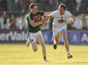 30 June 2018; Paul Cribbin of Kildare in action against Paddy Durcan of Mayo during the GAA Football All-Ireland Senior Championship Round 3 match between Kildare and Mayo at St Conleth's Park in Newbridge, Kildare. Photo by Piaras Ó Mídheach/Sportsfile