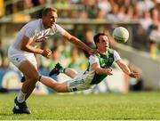 7 July 2018; Ruairí Corrigan of Fermanagh in action against Tommy Moolick of Kildare during the GAA Football All-Ireland Senior Championship Round 4 match between Fermanagh and Kildare at Páirc Tailteann in Navan, Co. Meath. Photo by Piaras Ó Mídheach/Sportsfile