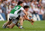 7 July 2018; David Slattery of Kildare in action against Tomás Corrigan, front, and Kane Connor of Fermanagh during the GAA Football All-Ireland Senior Championship Round 4 match between Fermanagh and Kildare at Páirc Tailteann in Navan, Co. Meath. Photo by Piaras Ó Mídheach/Sportsfile
