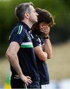 7 July 2018; Fermanagh assistant manager Ryan McMenamin, behind, and manager Rory Gallagher during the GAA Football All-Ireland Senior Championship Round 4 match between Fermanagh and Kildare at Páirc Tailteann in Navan, Co. Meath. Photo by Piaras Ó Mídheach/Sportsfile