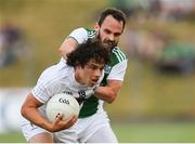7 July 2018; Chris Healy of Kildare in action against Paul McCusker of Fermanagh during the GAA Football All-Ireland Senior Championship Round 4 match between Fermanagh and Kildare at Páirc Tailteann in Navan, Co. Meath. Photo by Piaras Ó Mídheach/Sportsfile