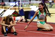 7 July 2018; Sophie O'Sullivan of Ireland reacts after finishing second and winning silver in the Girls 800m at the European U18 Athletics Championships in Gyor, Hungary. Photo by Giancarlo Columbo/Sportsfile