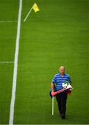 8 July 2018; Semple Stadium groundsman David Hanley places the sideline flags in advance of the Leinster GAA Hurling Senior Championship Final Replay match between Kilkenny and Galway at Semple Stadium in Thurles, Co Tipperary. Photo by Brendan Moran/Sportsfile