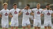 7 July 2018; Kildare players, from left, Daniel Flynn, David Hyland, Mick O'Grady, Peter Kelly and Fergal Conway stand for Amhrán na bhFiann before the GAA Football All-Ireland Senior Championship Round 4 match between Fermanagh and Kildare at Páirc Tailteann in Navan, Co. Meath. Photo by Piaras Ó Mídheach/Sportsfile