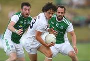 7 July 2018; Chris Healy of Kildare in action against Séamus Quigley, left, and Paul McCusker of Fermanagh during the GAA Football All-Ireland Senior Championship Round 4 match between Fermanagh and Kildare at Páirc Tailteann in Navan, Co. Meath. Photo by Piaras Ó Mídheach/Sportsfile