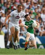 7 July 2018; Daniel Teague of Fermanagh in action against Tommy Moolick of Kildare during the GAA Football All-Ireland Senior Championship Round 4 match between Fermanagh and Kildare at Páirc Tailteann in Navan, Co. Meath. Photo by Piaras Ó Mídheach/Sportsfile