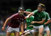 8 July 2018; Dean Reilly of Galway in action against Ben Herlihy of Limerick during the Electric Ireland GAA Hurling All-Ireland Minor Championship Quarter-Final match between Galway and Limerick at Semple Stadium in Thurles, Co Tipperary. Photo by Ray McManus/Sportsfile