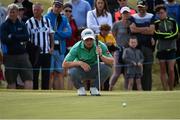 8 July 2018; Paul Dunne of Ireland contemplates a putt on the 16th green during Day Four of the Dubai Duty Free Irish Open Golf Championship at Ballyliffin Golf Club in Ballyliffin, Co. Donegal. Photo by Oliver McVeigh/Sportsfile