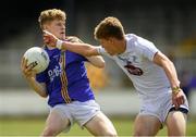 8 July 2018; Kevin Quinn of Wicklow in action against Michael McGovern of Kildare during the Electric Ireland Leinster GAA Minor Football Championship Semi-Final match between Kildare and Wicklow at St Conleth’s Park in Newbridge, Co. Kildare. Photo by Piaras Ó Mídheach/Sportsfile