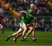 8 July 2018; Seamus Hurley of Limerick in action against Seán Neary of Galway during the Electric Ireland GAA Hurling All-Ireland Minor Championship Quarter-Final match between Galway and Limerick at Semple Stadium in Thurles, Co Tipperary. Photo by Ray McManus/Sportsfile