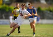 8 July 2018; Alex Beirne of Kildare in action against Jack Fleming Foran of Wicklow during the Electric Ireland Leinster GAA Minor Football Championship Semi-Final match between Kildare and Wicklow at St Conleth’s Park in Newbridge, Co. Kildare. Photo by Piaras Ó Mídheach/Sportsfile