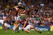 8 July 2018; Ger Aylward of Kilkenny kicks a goal, in the 34th minute, under pressure from Galway goalkeeper James Skehill, left, Adrian Tuohey, right, and Gearóid McInerney during the Leinster GAA Hurling Senior Championship Final Replay match between Kilkenny and Galway at Semple Stadium in Thurles, Co Tipperary. Photo by Ray McManus/Sportsfile