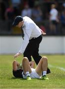 8 July 2018; Kildare goalkeeper John Ball is consoled by an umpire after the game ended in a draw after extra-time at the Electric Ireland Leinster GAA Minor Football Championship Semi-Final match between Kildare and Wicklow at St Conleth’s Park in Newbridge, Co. Kildare. Photo by Piaras Ó Mídheach/Sportsfile
