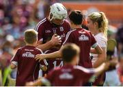 8 July 2018; Joe Canning of Galway with young fans after the Leinster GAA Hurling Senior Championship Final Replay match between Kilkenny and Galway at Semple Stadium in Thurles, Co Tipperary. Photo by Brendan Moran/Sportsfile