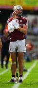 8 July 2018; Joe Canning of Galway wipes his hands and arms with a towel before taking a sideline cut during the Leinster GAA Hurling Senior Championship Final Replay match between Kilkenny and Galway at Semple Stadium in Thurles, Co Tipperary. Photo by Ray McManus/Sportsfile