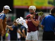 8 July 2018; Joe Canning of Galway wipes his hurley stick with a towel before taking a sideline cut during the Leinster GAA Hurling Senior Championship Final Replay match between Kilkenny and Galway at Semple Stadium in Thurles, Co Tipperary. Photo by Ray McManus/Sportsfile