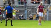 8 July 2018; Joe Canning of Galway queries a hawkeye decision with referee James Owens during the Leinster GAA Hurling Senior Championship Final Replay match between Kilkenny and Galway at Semple Stadium in Thurles, Co Tipperary. Photo by Brendan Moran/Sportsfile