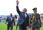 8 July 2018; President Michael D Higgins waves to the crowd after meeting the teams prior to the Leinster GAA Hurling Senior Championship Final Replay match between Kilkenny and Galway at Semple Stadium in Thurles, Co Tipperary. Photo by Brendan Moran/Sportsfile