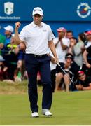 8 July 2018; Russell Knox of Scotland celebrates sinking a birdie putt to tie the lead on the 18th green on Day Four of the Dubai Duty Free Irish Open Golf Championship at Ballyliffin Golf Club in Ballyliffin, Co. Donegal. Photo by John Dickson/Sportsfile
