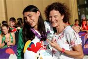 8 July 2018; Sophie O'Sullivan of Ireland with her silver medal she won in the Girls 800m and her mother Sonia O'Sullivan at the European U18 Athletics Championships in Gyor, Hungary. Photo by Giancarlo Columbo/Sportsfile