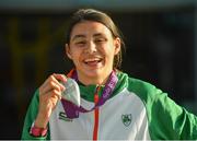 9 July 2018; Ireland's Sophie O'Sullivan, Ballymore Cobh AC, Cork, with her silver medal she won in the Girls 800m event, during the Team Ireland homecoming from the European Athletics Under-18 Championships in Gyor, Hungary, at Dublin Airport in Dublin. Photo by Piaras Ó Mídheach/Sportsfile