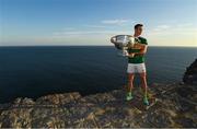 10 July 2018; Shane Enright of Kerry with the Sam Maguire Cup during the GAA Hurling and Football All Ireland Senior Championship Series National Launch at Dun Aengus in the Aran Islands, Co Galway. Photo by Ray McManus/Sportsfile
