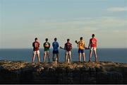 10 July 2018; In attendance at the GAA Hurling and Football All Ireland Senior Championship Series National Launch at Dun Aengus in the Aran Islands, Co Galway, are from left, Damien Comer of Galway, Shane Enright of Kerry, Michael Fitzsimons of Dublin, Johnny Coen of Galway, David Fitzgerald of Clare, and Seamus Harnedy of Cork. Photo by Diarmuid Greene/Sportsfile