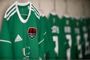 10 July 2018; A Cork City jersey hanging in the dressing room prior to the UEFA Champions League 1st Qualifying Round First Leg between Cork City and Legia Warsaw at Turner's Cross in Cork. Photo by Eóin Noonan/Sportsfile